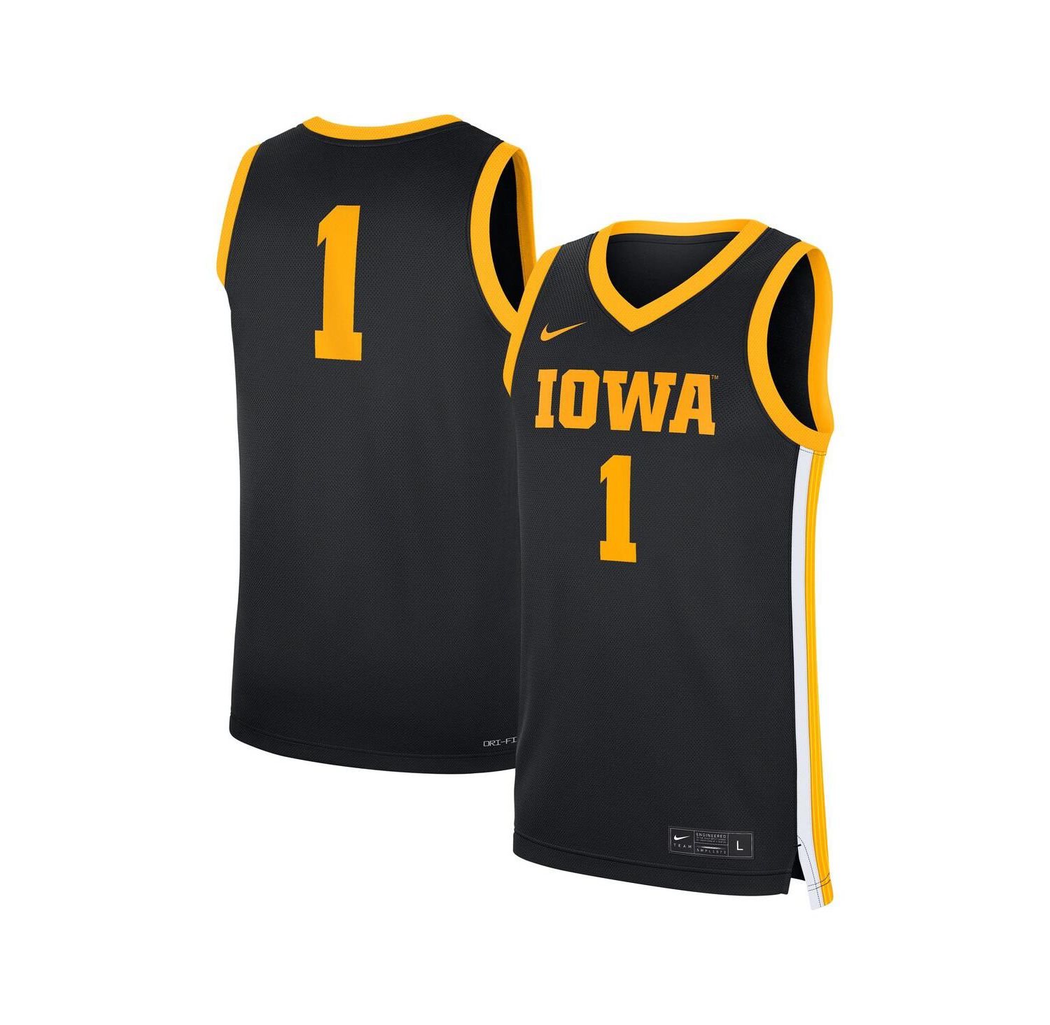 Men's 1 Black Iowa Hawkeyes Road Replica Jersey