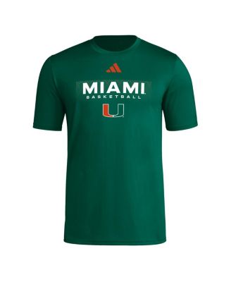 Men's Green Miami Hurricanes Basketball Locker On-Court In The Fade Pregame AEROREADY T-Shirt
