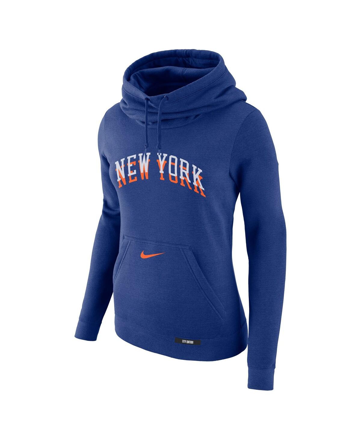 Nike Women's Blue New York Knicks 2024/25 City Edition Essential Club Pullover Hoodie In Blue