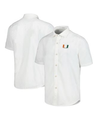 Tommy Bahama - Men's White Miami Hurricanes Coconut Point Palm Vista IslandZone Camp Button-Up Shirt