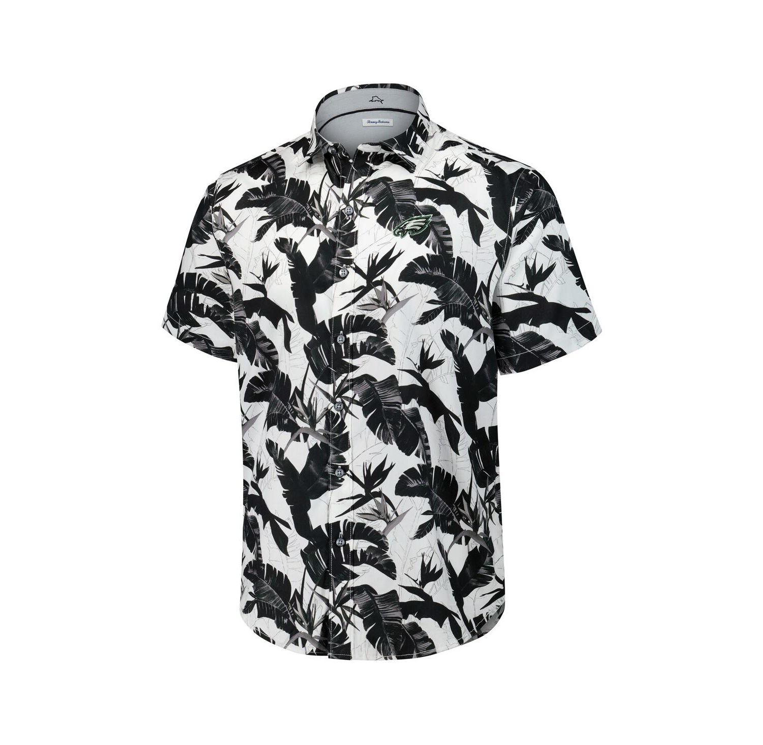 Men's Black Philadelphia Eagles Sunnyvale Blooms Camp Button-Up Shirt