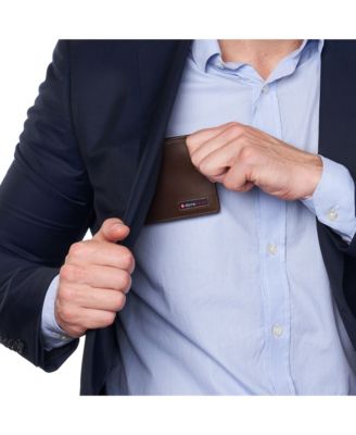 Mens Commuter RFID Bifold Wallet 2 ID Windows Divided Bill Section