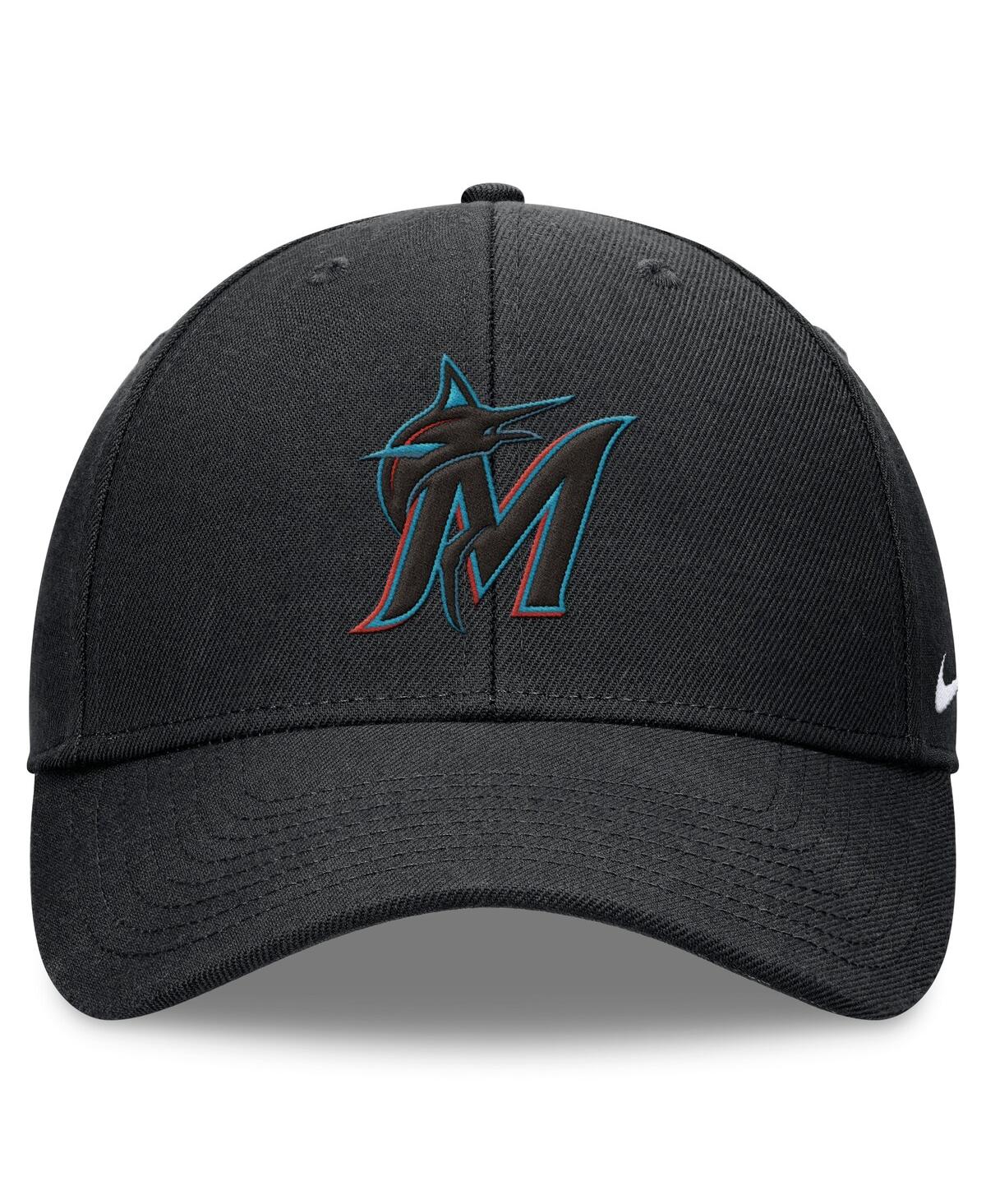 Nike Men's Black Miami Marlins Club Performance Adjustable Hat In Black