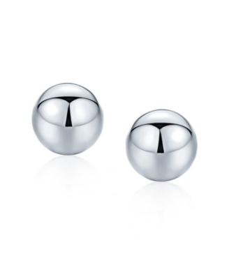 Minimalist Plain Simple Round Bead Ball Tragus Cartilage Stud Earrings Shiny Polish .925 Sterling Silver