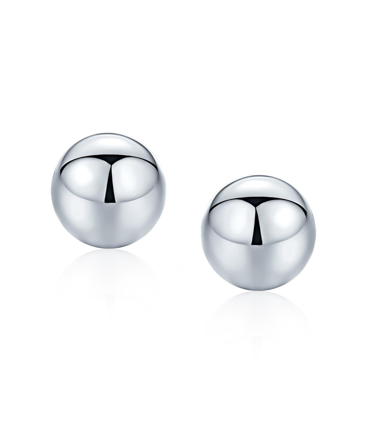 Bling Jewelry Minimalist Plain Simple Round Bead Ball Tragus Cartilage Stud Earrings Shiny Polish .925 Sterling Silver