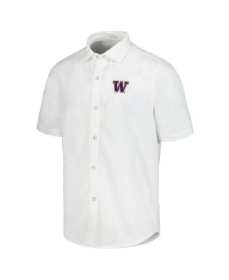 Men's White Washington Huskies Coconut Point Palm Vista Island Zone Camp Button-Up Shirt