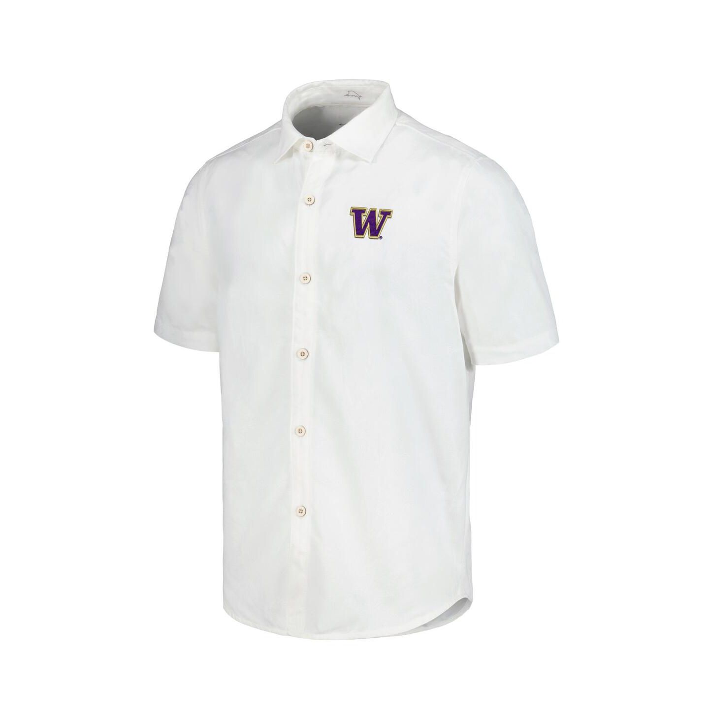 Мужская рубашка Tommy Bahama White Washington Huskies Coconut Point Palm Vista Island Zone Camp Button-Up — фото 3