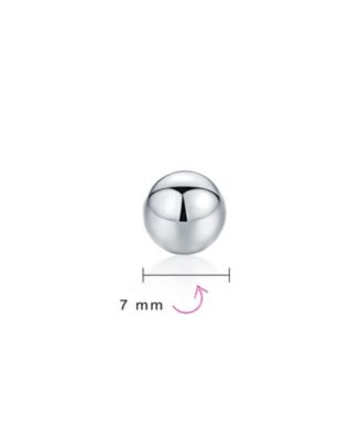 Minimalist Plain Simple Round Bead Ball Tragus Cartilage Stud Earrings Shiny Polish .925 Sterling Silver