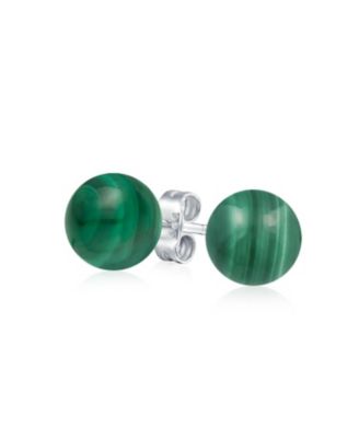 Classic 10MM Natural Stone Bead Ball Stud Earrings .925 Sterling Silver
