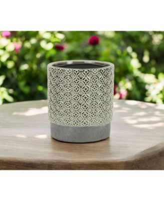 Round Geometric Ceramic Planter – Stylish Pot for Indoor & Outdoor Plants