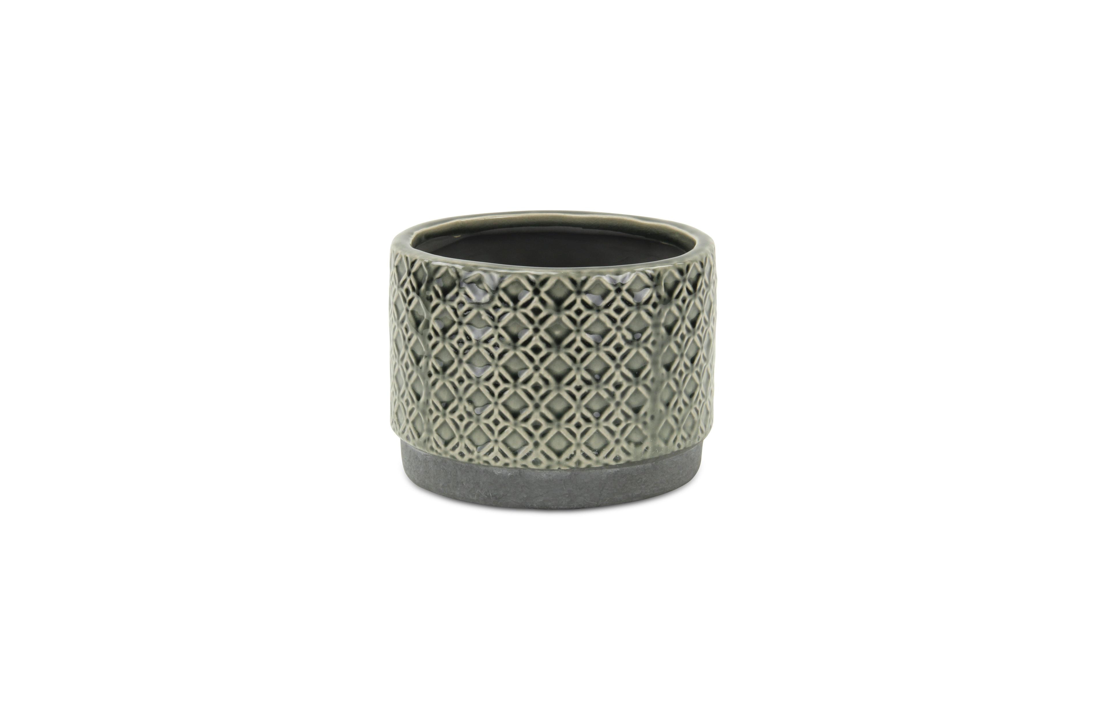 Round Geometric Ceramic Planter – Stylish Pot for Indoor & Outdoor Plants