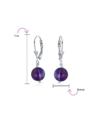 Sterling Silver Drop Earrings with 8MM Natural  Balls and Lever Back