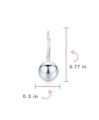 Classic Simple Basic Lever Back Round Bead Ball Drop Earrings .925 Sterling Silver