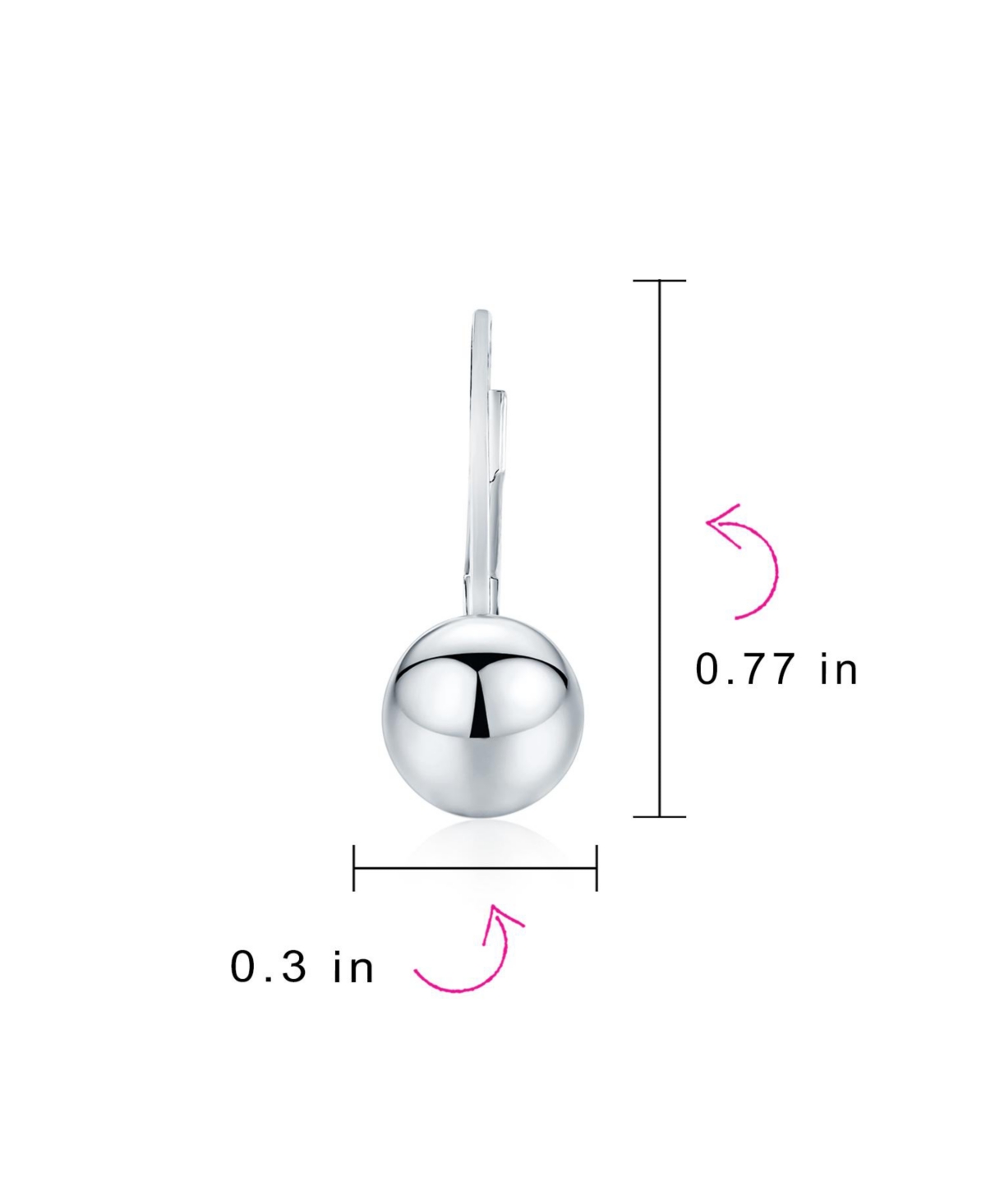 Bling Jewelry Classic Simple Basic Lever Back Round Bead Ball Drop Earrings .925 Sterling Silver