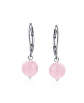 Sterling Silver Drop Earrings with 8MM Natural  Balls and Lever Back