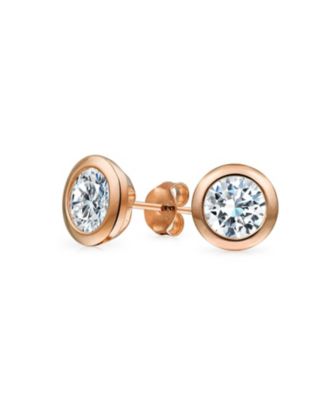 Bling Jewelry Bezel Round Solitaire Cubic Zirconia Cz Martini Stud Earrings Sterling Silver - Pink 24$