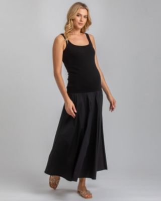 Maternity Sleeveless Rib Knit Jersey & Cotton Mirabelle Twofer Dress