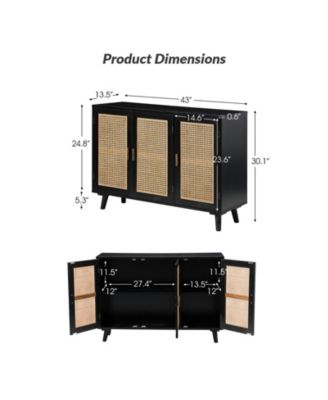 Mid-century Modern Pidcock Contemporary Door Accent Cabinet with Rattan