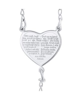 Dainty 2MM Round Ball Beaded Link Heart Virgin Mary Cross Prayer Rosary Chain Silver Tone Stainless Steel