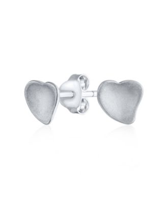 Minimalist Heart Shaped Stud Earrings Concaved Curved .925 Sterling Silver