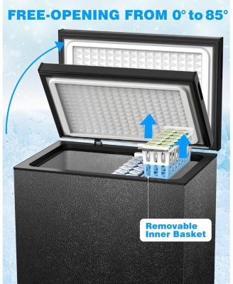 3.5 Cu.Ft Chest Freezer, Removable Basket, Bottom Drain, Freestanding Deep Freezer with Adjustable Thermostat