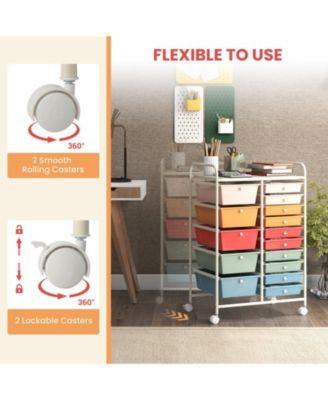 15-Drawer Utility Rolling Organizer Cart with Multi-Use Storage