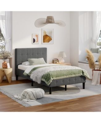 Platform Bed with Button Tufted Headboard