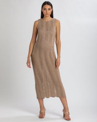 Maternity Sleeveless Crochet Knit Fitted Maxi Hibiscus Dress