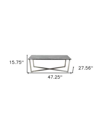 Faux Marble Rectangular Coffee Table for Modern Living Room Decor