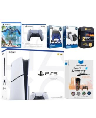 Playstation 5 Slim Disc with Horizon Forbidden West, Extra Gray Camo Controller, Gamer Kit, Charge Dock and MightySkins Decal Voucher + 2 Year CP