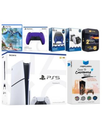 Playstation 5 Slim Disc with Horizon Forbidden West, Extra Gray Camo Controller, Gamer Kit, Charge Dock and MightySkins Decal Voucher + 2 Year CP