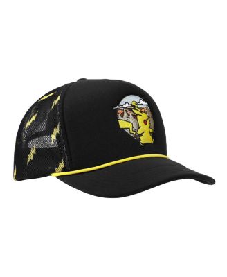 Men's Pikachu Thunderbolt Pattern Black Trucker Hat
