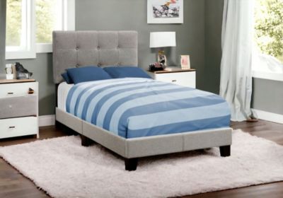 Stylish Tufted Linen Bed Frame with Nailhead Trim for Bedroom Decor