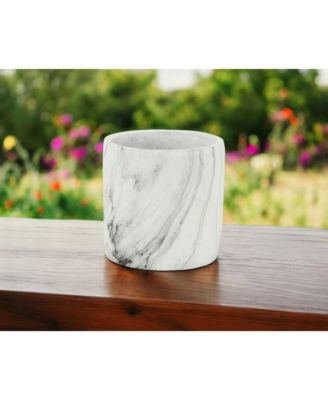 Marbleized Ceramic Round Planter – Elegant Pot for Indoor & Outdoor Gardens
