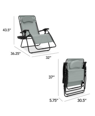 Oversized Zero Gravity Chair, Folding Outdoor Patio Recliner w/ Cup Holder