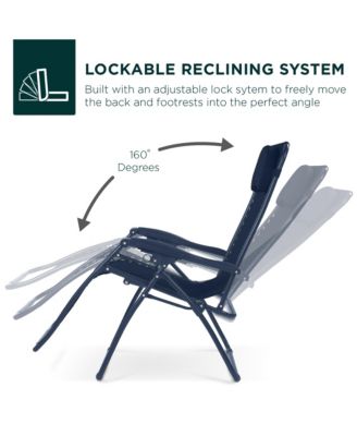 Oversized Zero Gravity Chair, Folding Outdoor Patio Recliner w/ Cup Holder