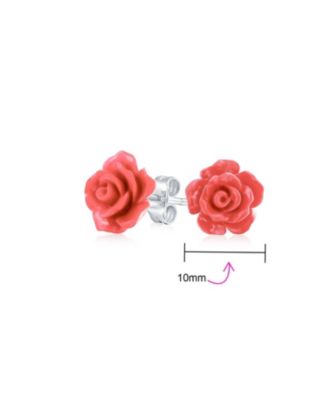 Romantic 3D Carved Rose Flower Blooming Post Stud Earrings 10MM Lightweight