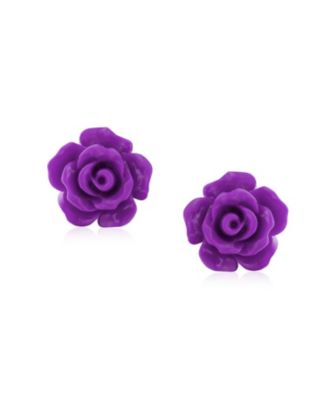 Romantic 3D Carved Rose Flower Blooming Post Stud Earrings 10MM Lightweight