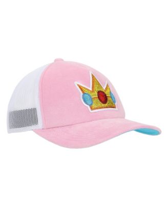 Bros Princess Peach Rhinestone Crown Pink Trucker Hat-OSFA