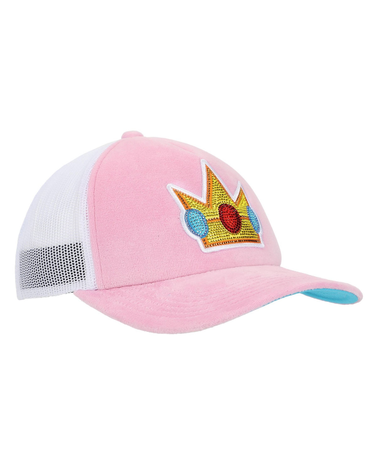 Super Mario Bros Princess Peach Rhinestone Crown Pink Trucker Hat-osfa