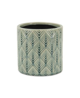 Ceramic Round Planter with Geometric Pattern – Versatile Pot for Garden & Home