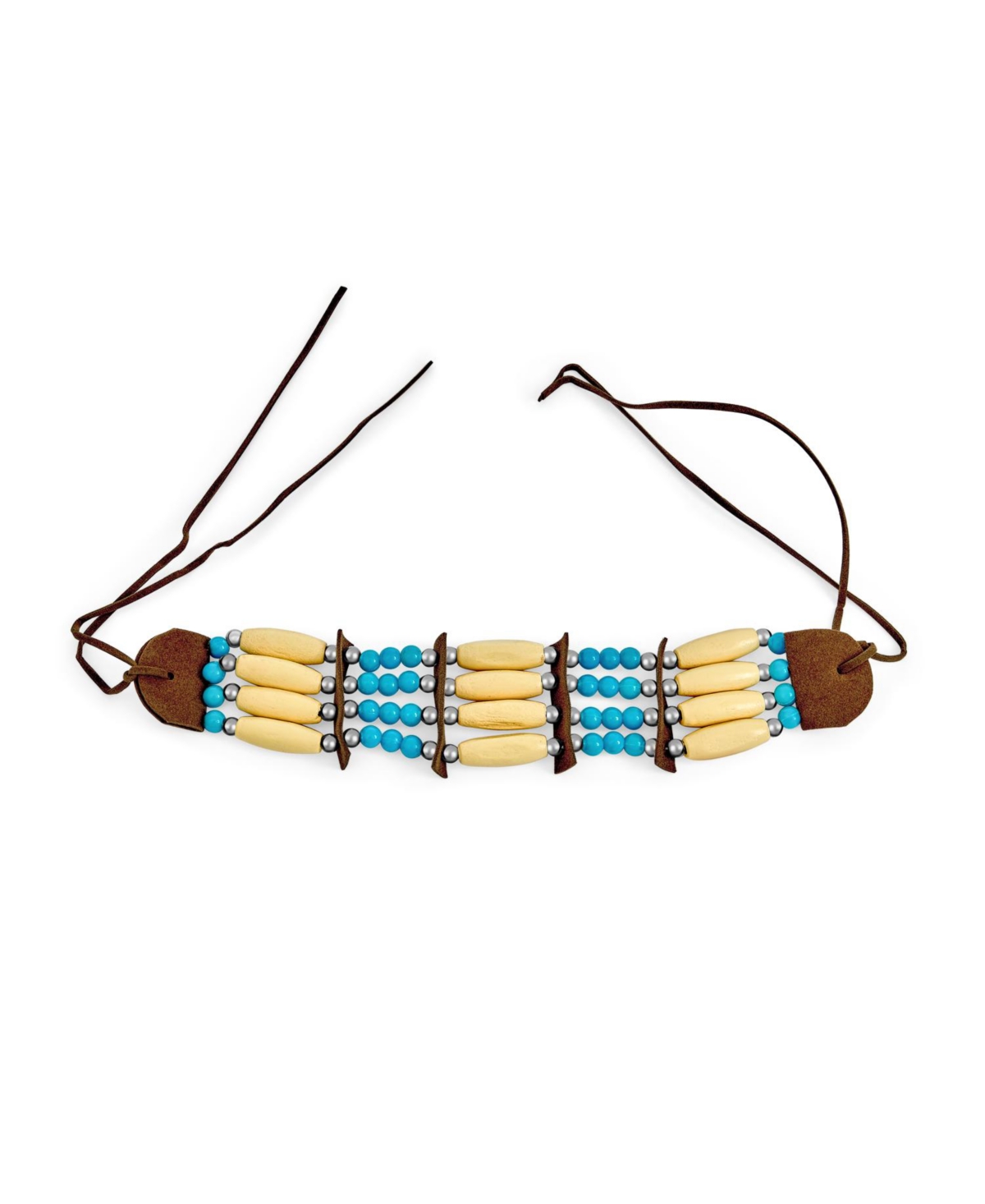 Boho Western American Indian Style Handmade 3 Row Line Bead Natural Wood Hair Pipe Black Brown Leather Tribal Wide Choker Adjustable Nec