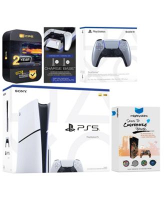 Playstation 5 Slim Disc with Extra Volcanic Red Controller, Charging Dock and MightySkins Decal Voucher + 2 Year CPS Extended Warranty