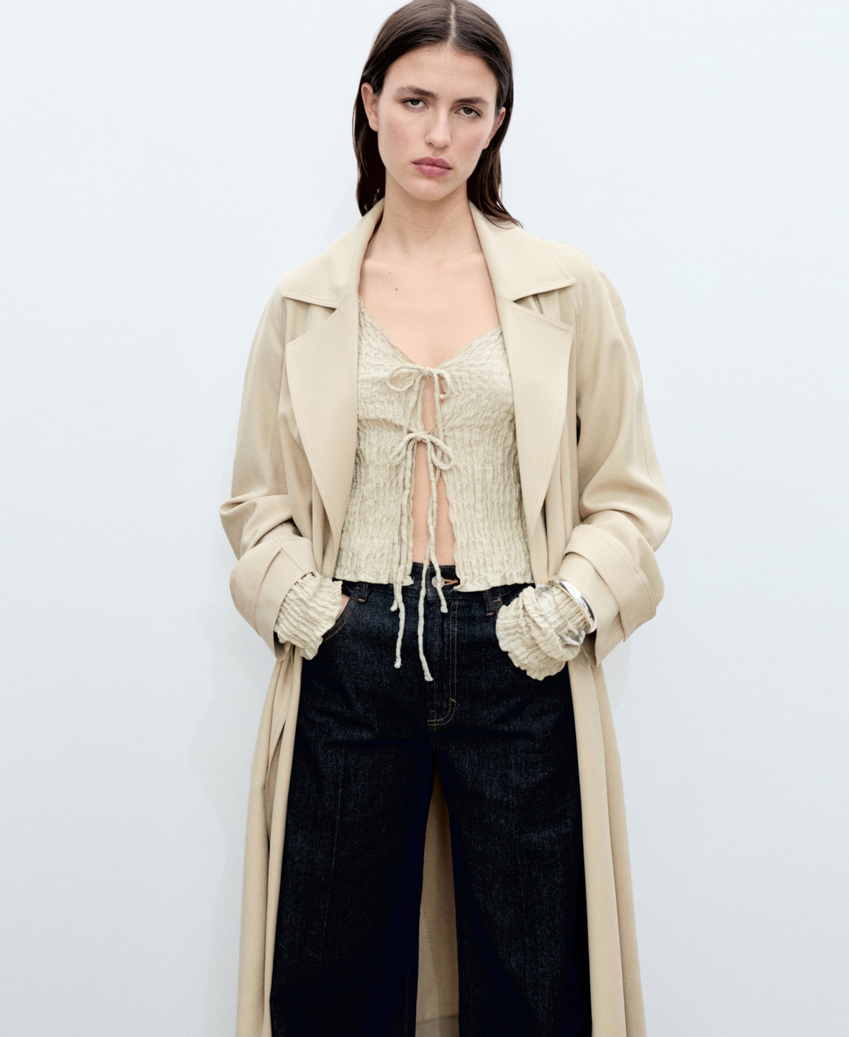 Mango Women's Soft Belt Trench Coat In Light,pastel Gray