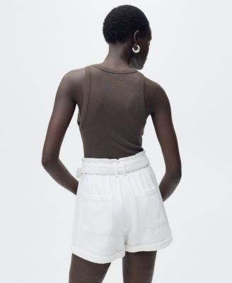 Women's Rolled Hem Paper Bag Shorts