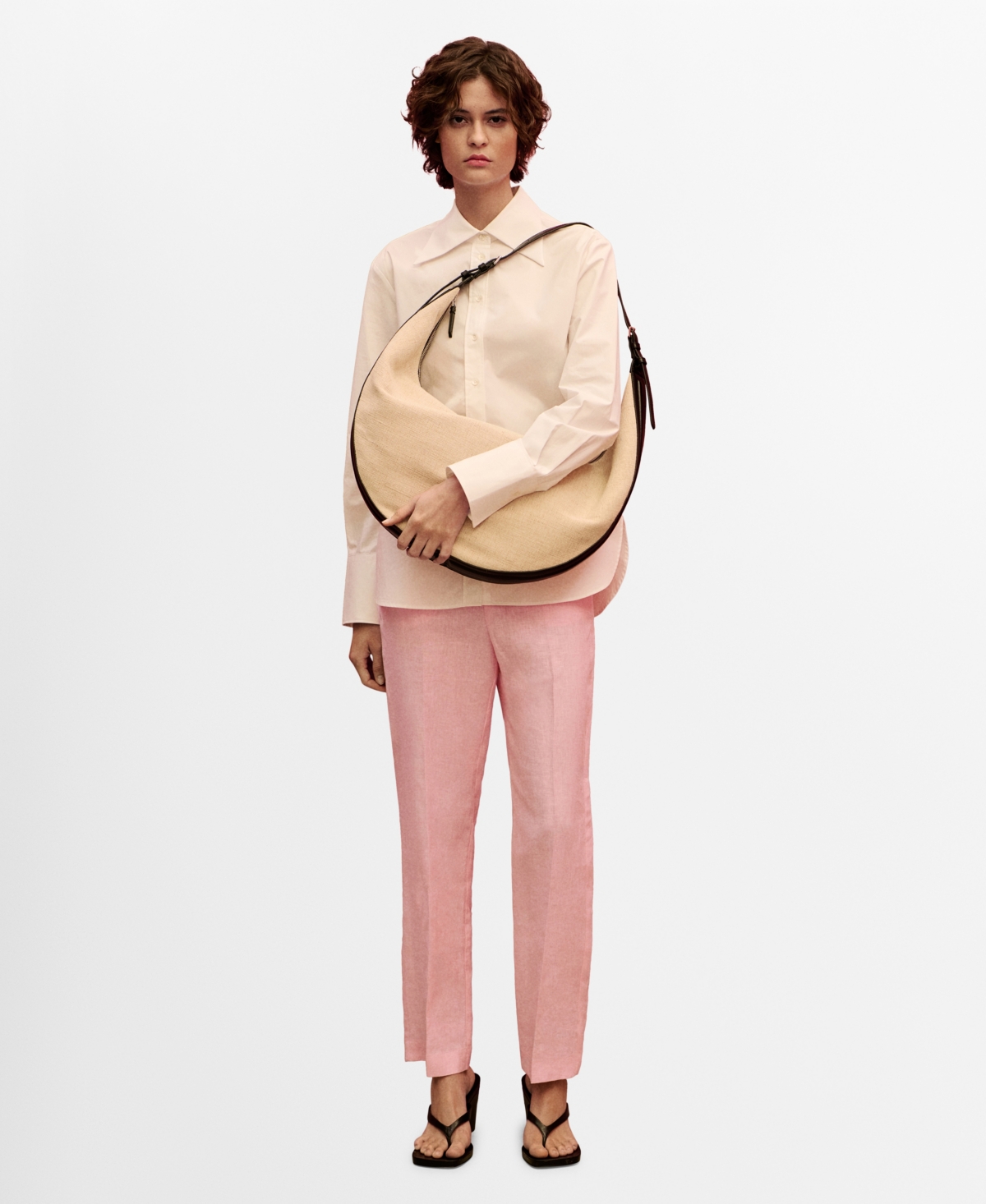 Mango Linen Suit Trousers Light Pink In Light Pink