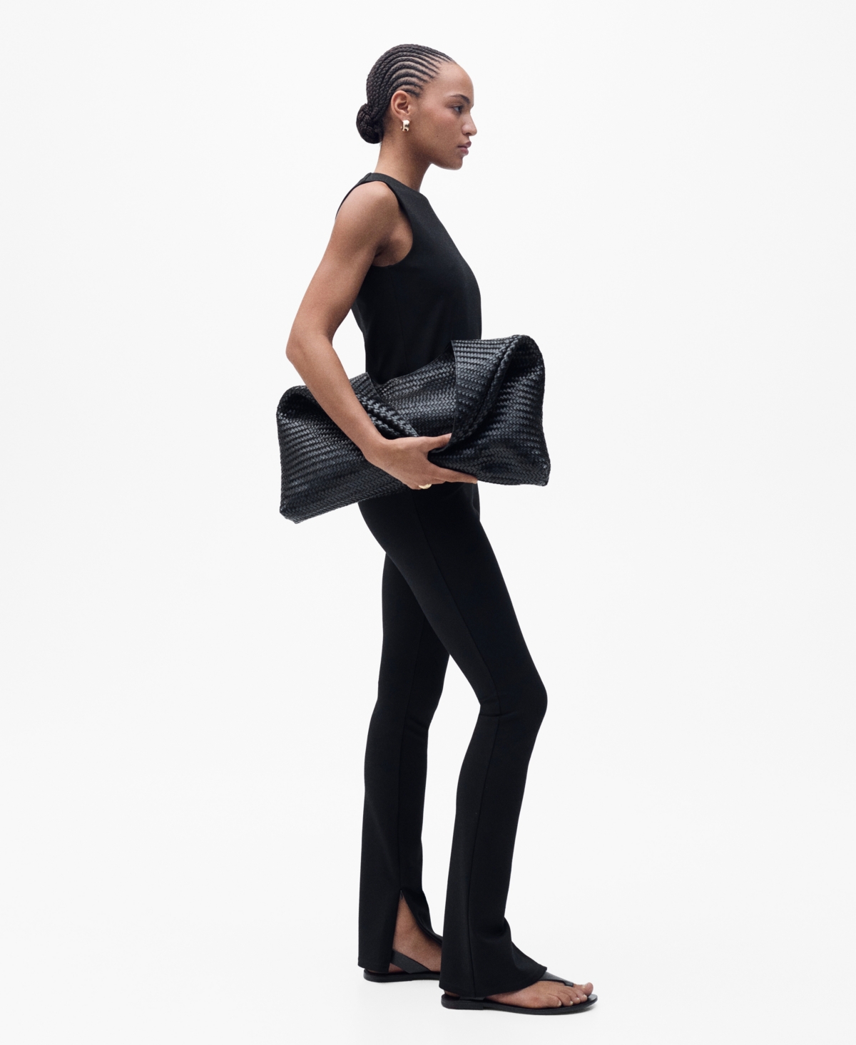 Shop Mango Women's Skinny Slit Pants In Black