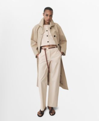 MANGO - Women's Cotton Straight Mid-Rise Pants