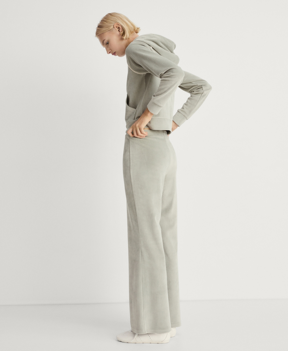 Mango Velour Trousers With Soft Touch Aqua Green In Aqua Green