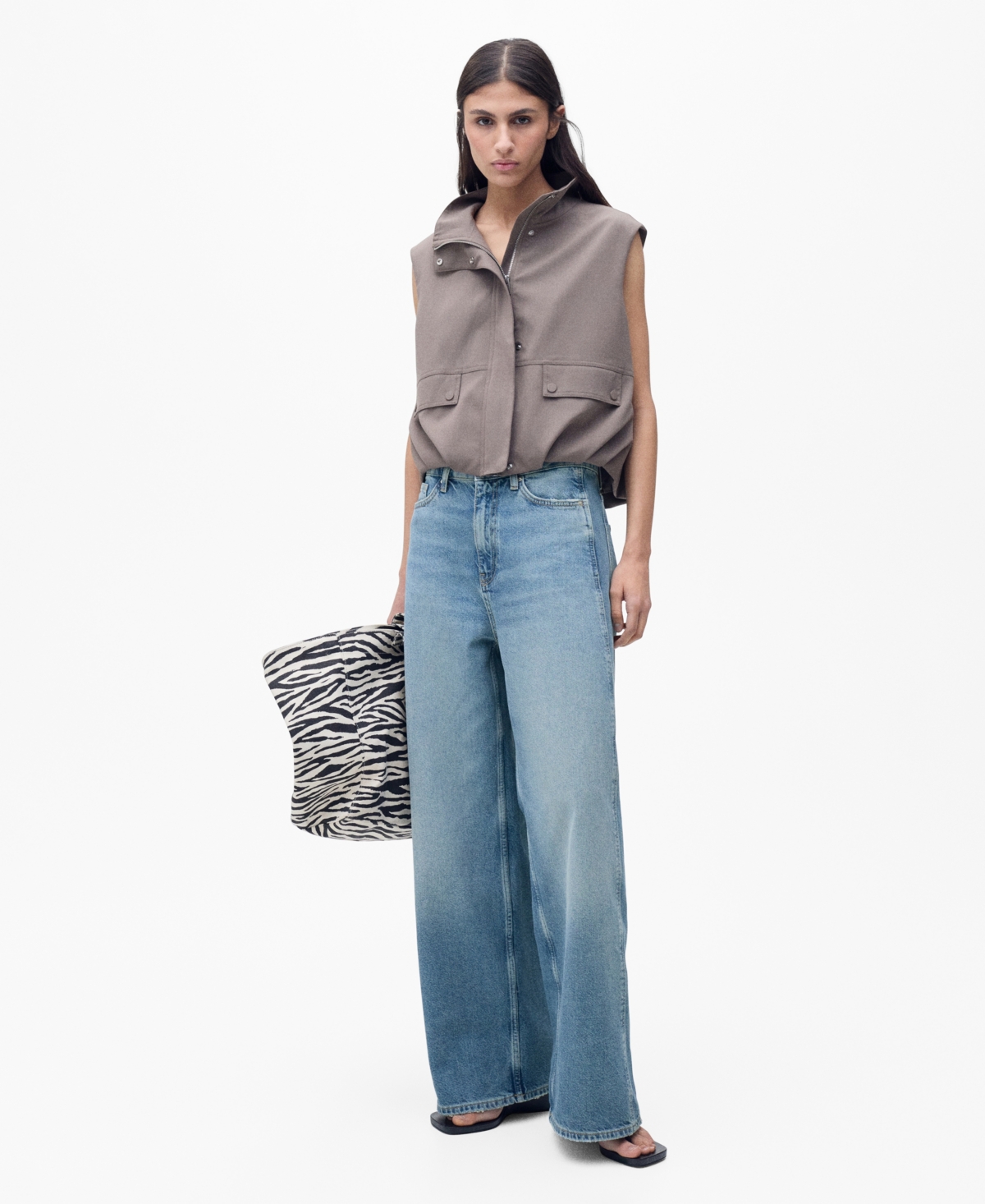 Mango High-rise Balloon Jeans Medium Blue In Medium Blue